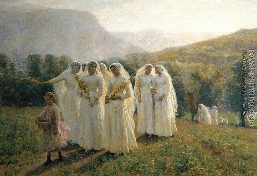 Jules Breton : Young Women Going to a Procession